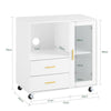 Suporte para impressora SoBuy ASK09-W com rodas, 2 gavetas, 1 porta de vidro, 75 x 40 x 76 cm