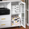 Suporte para impressora SoBuy ASK09-W com rodas, 2 gavetas, 1 porta de vidro, 75 x 40 x 76 cm