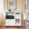 Suporte para impressora SoBuy ASK09-W com rodas, 2 gavetas, 1 porta de vidro, 75 x 40 x 76 cm