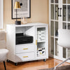 Suporte para impressora SoBuy ASK09-W com rodas, 2 gavetas, 1 porta de vidro, 75 x 40 x 76 cm