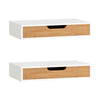 SoBuy FRG92-WNx2 Set de 2 Estante Flotante con Cajón Blanco & Natural 40x24x8cm