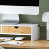 SoBuy BBF02-WN Soporte para monitor con 2 cajónes Blanco y Natural