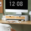 SoBuy BBF02-WN Soporte para monitor con 2 cajónes Blanco y Natural