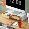 SoBuy BBF02-WN Soporte para monitor con 2 cajónes Blanco y Natural