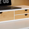 SoBuy BBF11-WN Soporte para monitor con 3 cajones Blanco y Natural