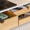 SoBuy BBF11-WN Soporte para monitor con 3 cajones Blanco y Natural
