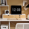SoBuy BBF11-WN Soporte para monitor con 3 cajones Blanco y Natural