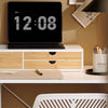 SoBuy BBF11-WN Soporte para monitor con 3 cajones Blanco y Natural