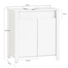 SoBuy BZR101-W Mueble para Debajo del Lavabo 2 Puertas 60 x 34 x 65,5 cm