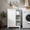 Armário de casa de banho SoBuy BZR105-W com 1 cesto de roupa suja e 3 prateleiras