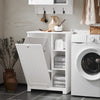Armário de casa de banho SoBuy BZR105-W com 1 cesto de roupa suja e 3 prateleiras