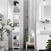 SoBuy BZR109-W Armario Alto de Baño con 1 Cesto y 1 Cajón