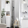 SoBuy BZR109-W Armario Alto de Baño con 1 Cesto y 1 Cajón