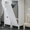 SoBuy BZR123-W Mueble Columna de Baño con 1 Cesto para Ropa Sucia y 2 Estantes