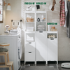 SoBuy BZR123-W Mueble Columna de Baño con 1 Cesto para Ropa Sucia y 2 Estantes