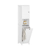 SoBuy BZR124-W Mueble Columna de Baño con 1 Cesto para Ropa Sucia Blanco