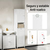 SoBuy BZR124-W Mueble Columna de Baño con 1 Cesto para Ropa Sucia Blanco