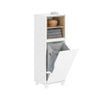Armário de chão para casa de banho SoBuy BZR146-W com 2 prateleiras e 1 cesto de roupa suja, branco