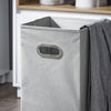 Armário de chão para casa de banho SoBuy BZR146-W com 2 prateleiras e 1 cesto de roupa suja, branco