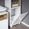 Armário de chão para casa de banho SoBuy BZR146-W com 2 prateleiras e 1 cesto de roupa suja, branco