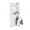 Pré-venda-SoBuy BZR155-W Armário de casa de banho alto com 2 portas, 3 prateleiras e 2 cestos, 60 x 30 x 170 cm