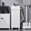 SoBuy BZR159-W Armario Auxiliar con 1 cesto Estanterías de Baño Blanco