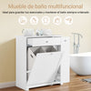Móveis de casa de banho SoBuy BZR214-W com cestos para roupa suja com gaveta, 2 cestos amovíveis e compartimento deslizante