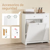 Móveis de casa de banho SoBuy BZR214-W com cestos para roupa suja com gaveta, 2 cestos amovíveis e compartimento deslizante