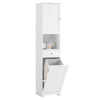 Armário de casa de banho alto SoBuy BZR216-W com 1 cesto de roupa suja e 1 porta, branco