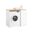 SoBuy BZR217-WN Armario para Lavadora con cesto de ropa Blanco 100×60×90 cm