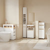 SoBuy BZR225-WN Mueble Auxiliar Estrecho con Ruedas Estrecho para Baño Blanco