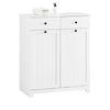 SoBuy BZR33-II-W Mueble Ropa Sucia Armario de baño con 2 Cestos para Colada y 2 cajones Blanco