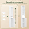 Armário alto para casa de banho SoBuy BZR34-KW, armário de arrumação para espaços pequenos, 20x20x145 cm, branco