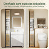SoBuy BZR34-BW Armario Estrecho de Baño con Puertas de Bambú Blanco 20x20x180cm