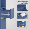 SoBuy BZR34-II-B Mueble Columna de Baño Estrecho con 5 Estantes 2 Puertas y 1 Cajón Azul Oscuro