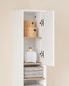 SoBuy BZR34-WN Mueble Columna de Baño estrecho con 2 Puertas y 1 Cajón Blanco