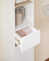 SoBuy BZR34-WN Mueble Columna de Baño estrecho con 2 Puertas y 1 Cajón Blanco