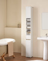 SoBuy BZR34-WN Mueble Columna de Baño estrecho con 2 Puertas y 1 Cajón Blanco