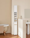 SoBuy BZR34-WN Mueble Columna de Baño estrecho con 2 Puertas y 1 Cajón Blanco