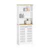 SoBuy BZR44-W Mueble Columna de Baño con 5 Estantes y 2 Puertas Blanco