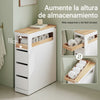 SoBuy BZR54-II-W Carrito Estrecho con 1 Bandeja Extraíble y 3 cajones Blanco y natural