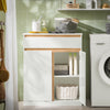 SoBuy BZR79-W Armario de Baño con Cesto para ropa Sucia Blanco