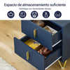 SoBuy FBT115-B Mesita de Noche Mesa Auxiliar con 2 cajones Moderna Azul