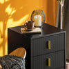 SoBuy FBT115-L-SCHx2 Set de 2 Mesitas de Noche con 3 Cajones Negro 40x40x63 cm