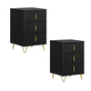 SoBuy FBT115-L-SCHx2 Set de 2 Mesitas de Noche con 3 Cajones Negro 40x40x63 cm