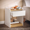 SoBuy FBT128-WN Mesita de Noche Mesa Auxiliar con 1 cajón Blanco y Madera