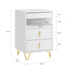 SoBuy FBT168-W Mesita de Noche Mesa Auxiliar con 3 cajones y Estante Blanca 40x40x63 cm