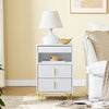 SoBuy FBT168-W Mesita de Noche Mesa Auxiliar con 3 cajones y Estante Blanca 40x40x63 cm