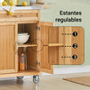 Carrinho de servir SoBuy FKW13-N com 2 portas e 1 gaveta, cor madeira natural