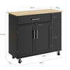 SoBuy FKW133-SCH Carrito de Cocina Mueble Auxiliar con Ruedas y Encimera Negro 99x40x85 cm